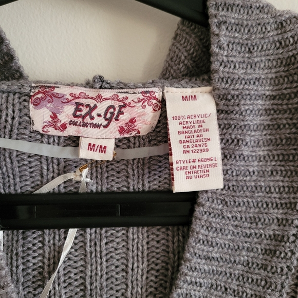 Grey Hooded Croped Sweater/Cardigan - Picture 4 of 5